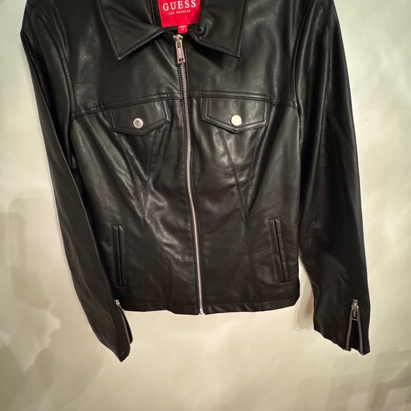 GUESS FACTORY  Jayna Faux-leather Jacket - Black, size medium - Picture 2 of 8